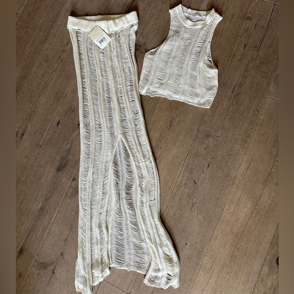 Peppermayo Cream Knit Skirt Set